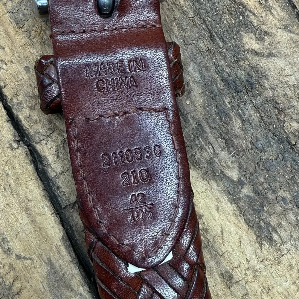 Polo Ralph Lauren Brown Braided Leather Belt Size 42 RL Buckle